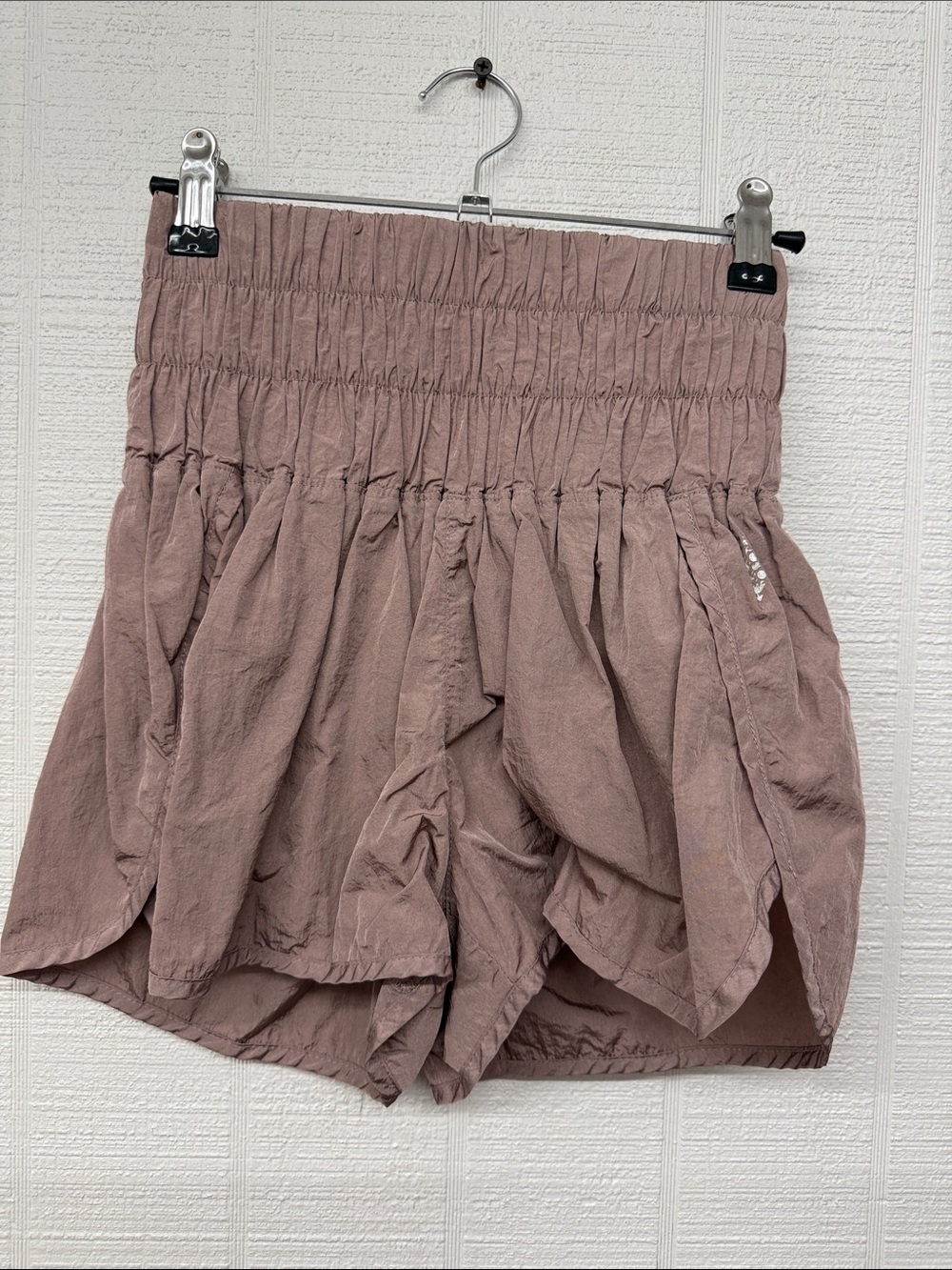 Free People Get ur Flirt on High-Waist Smocked Mauve Shorts